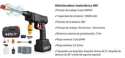 💦Olvídate de las mangueras y la suciedad difícil. 💦 Hidrolavadora Portátil a Presión con 2 baterías de 48v💦